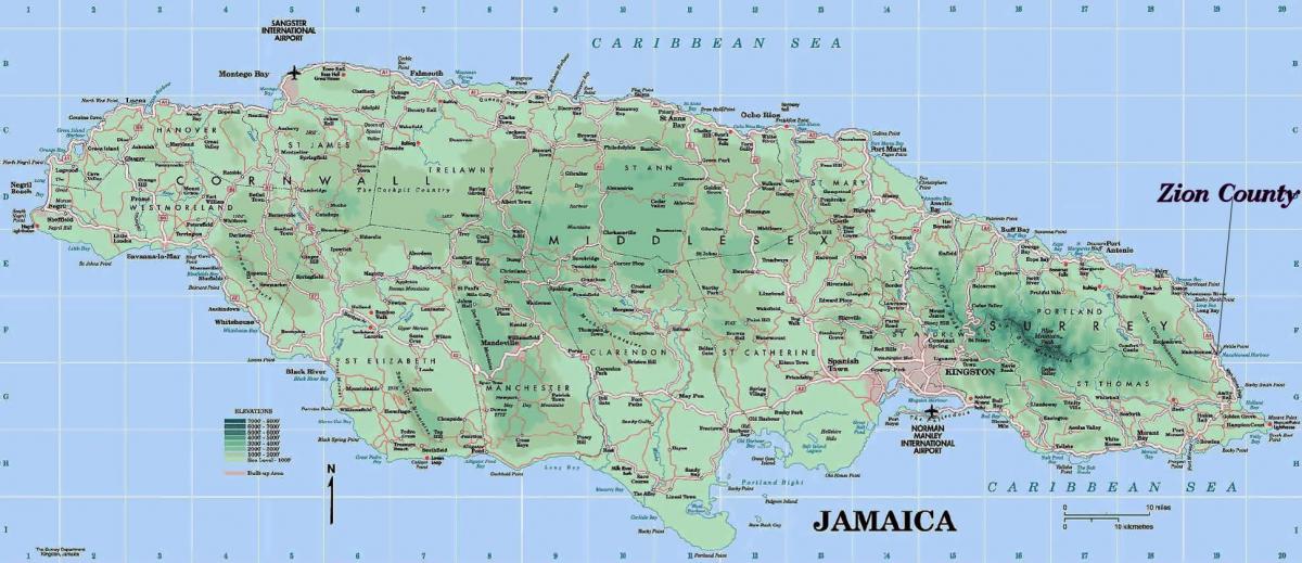 fizik kat jeyografik nan jamaica montre mòn
