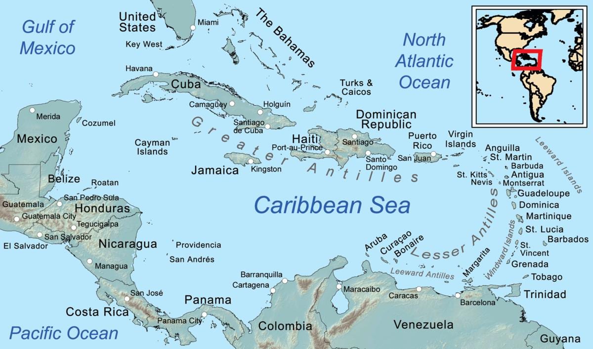 jamaica sou kat jeyografik la nan karayib