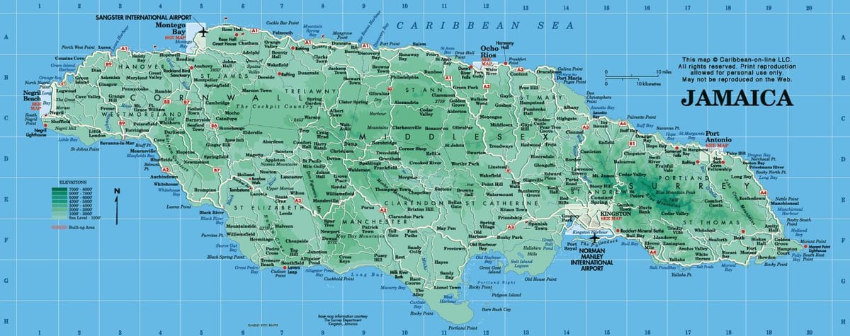 géographique kat jeyografik nan jamaica