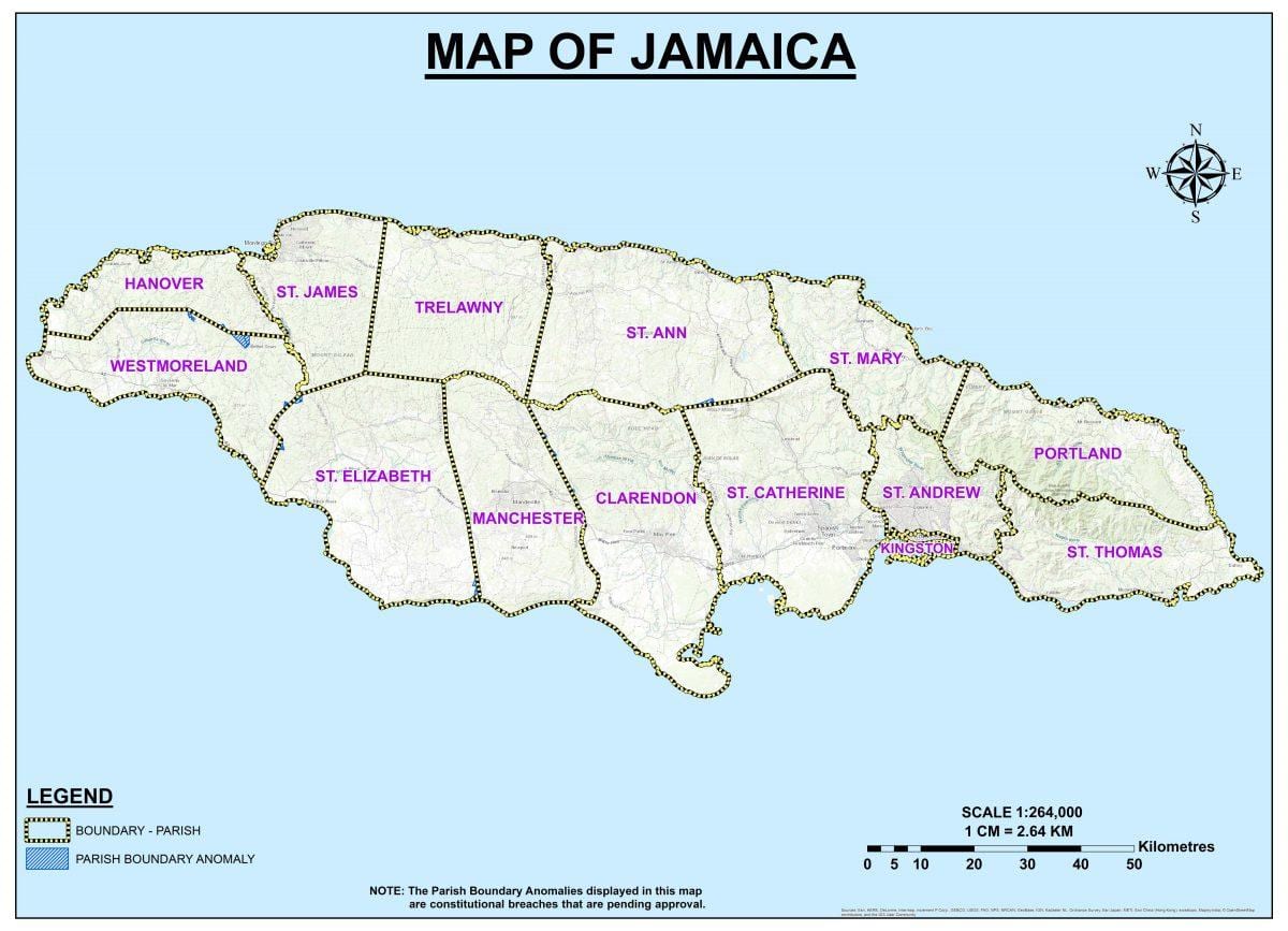 Kat jeyografik nan jamaica konstitiyan