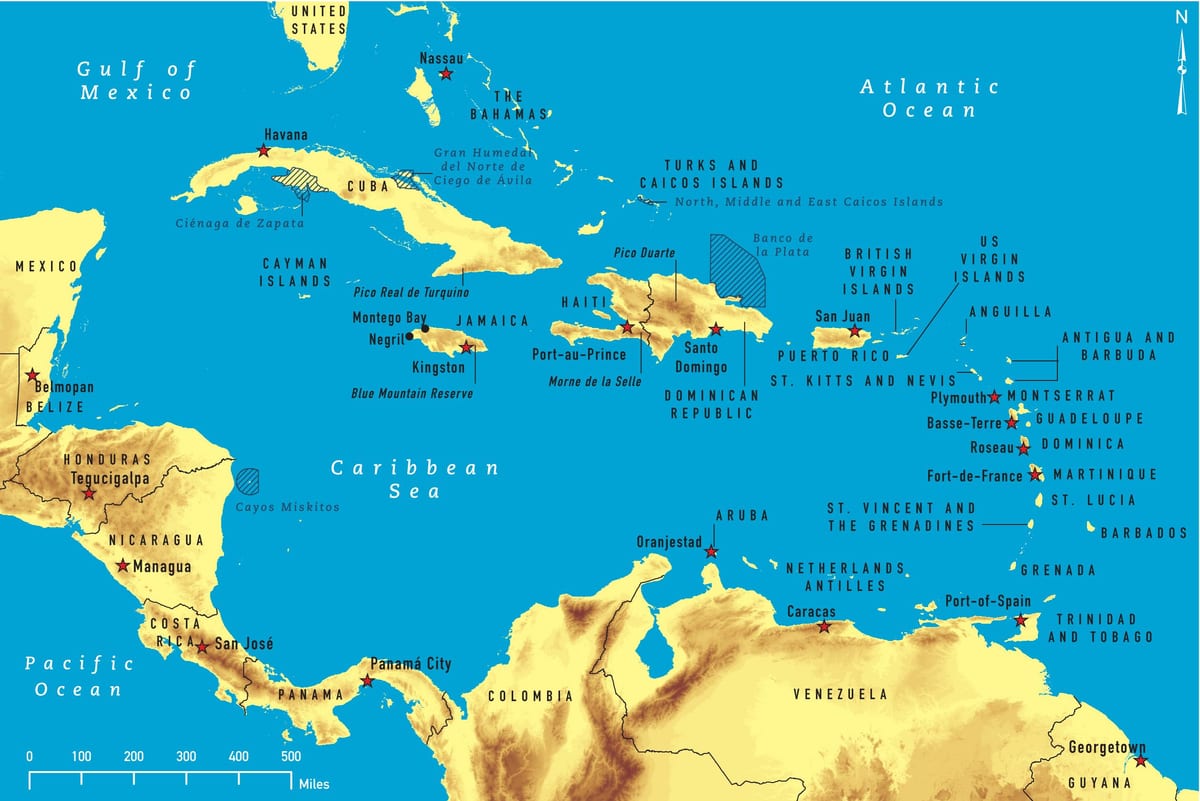Kat jeyografik nan jamaica plonje anba dlo