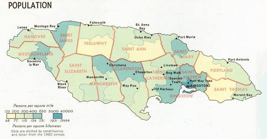 popilasyon kat jeyografik nan jamaica