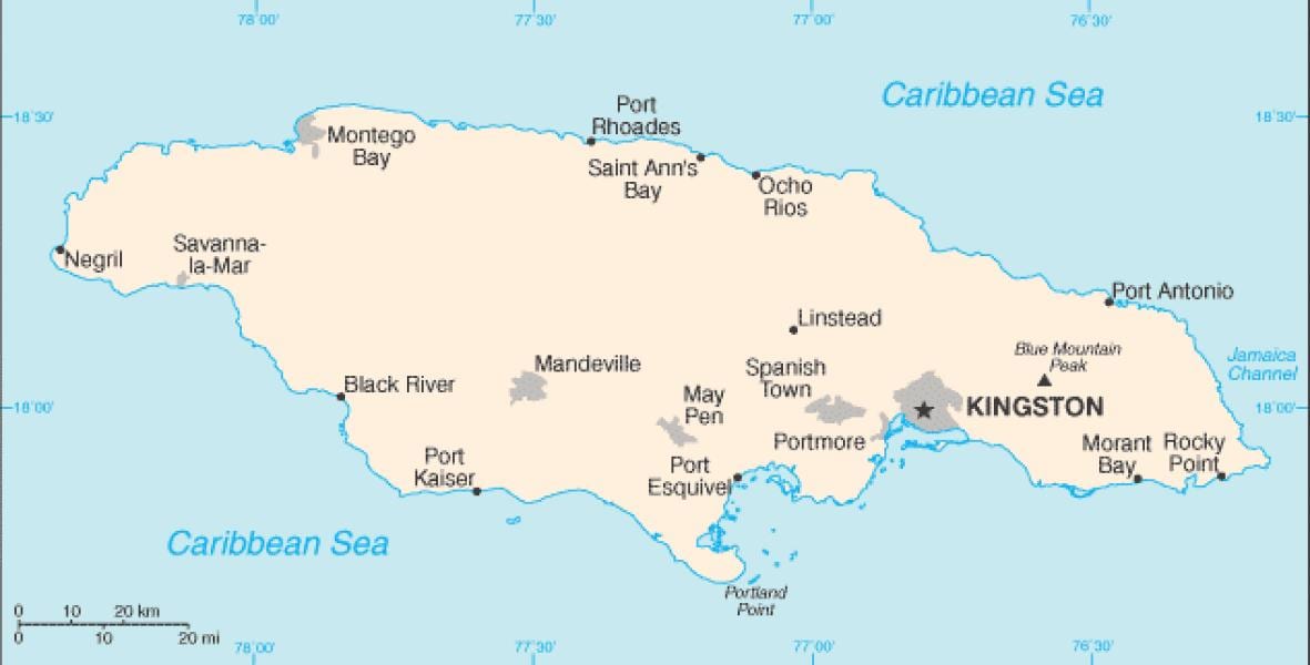 Kat jeyografik nan zòn nan jamaica
