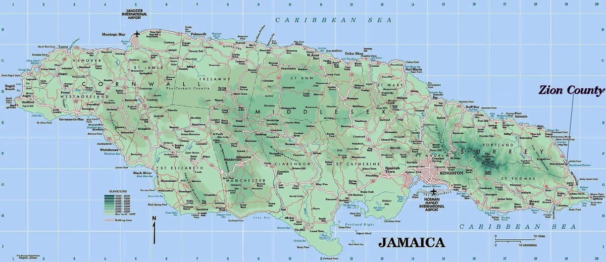 Kat jeyografik nan kòt nò jamaica
