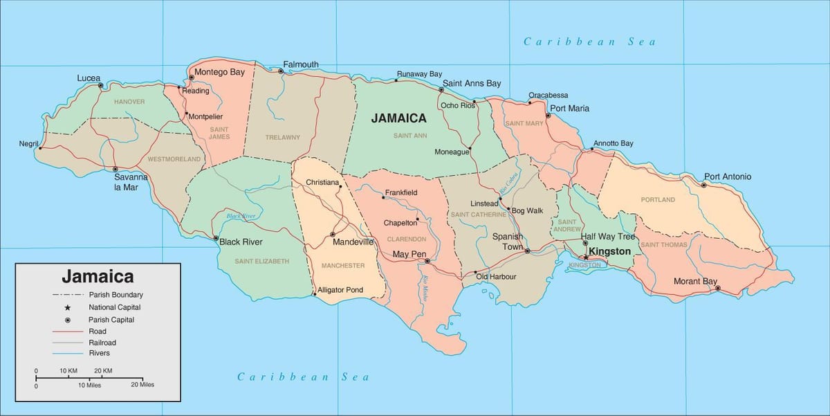 Kat jeyografik nan sid nò gran wout jamaica