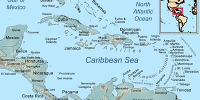 Jamaica sou kat jeyografik la nan karayib
