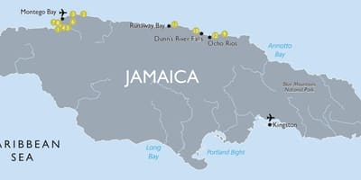 Kat jeyografik nan atraksyon yo touris nan jamaica