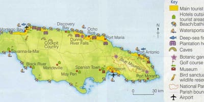 Kat jeyografik nan jamaica ki montre zòn resort